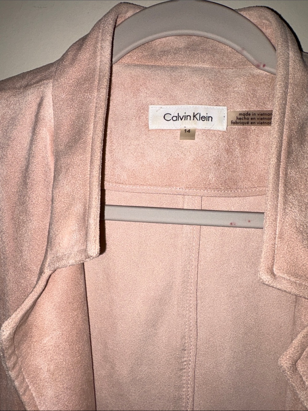 Calvin Klein Suede Vest Jacket in Blush - Picture 3 of 5